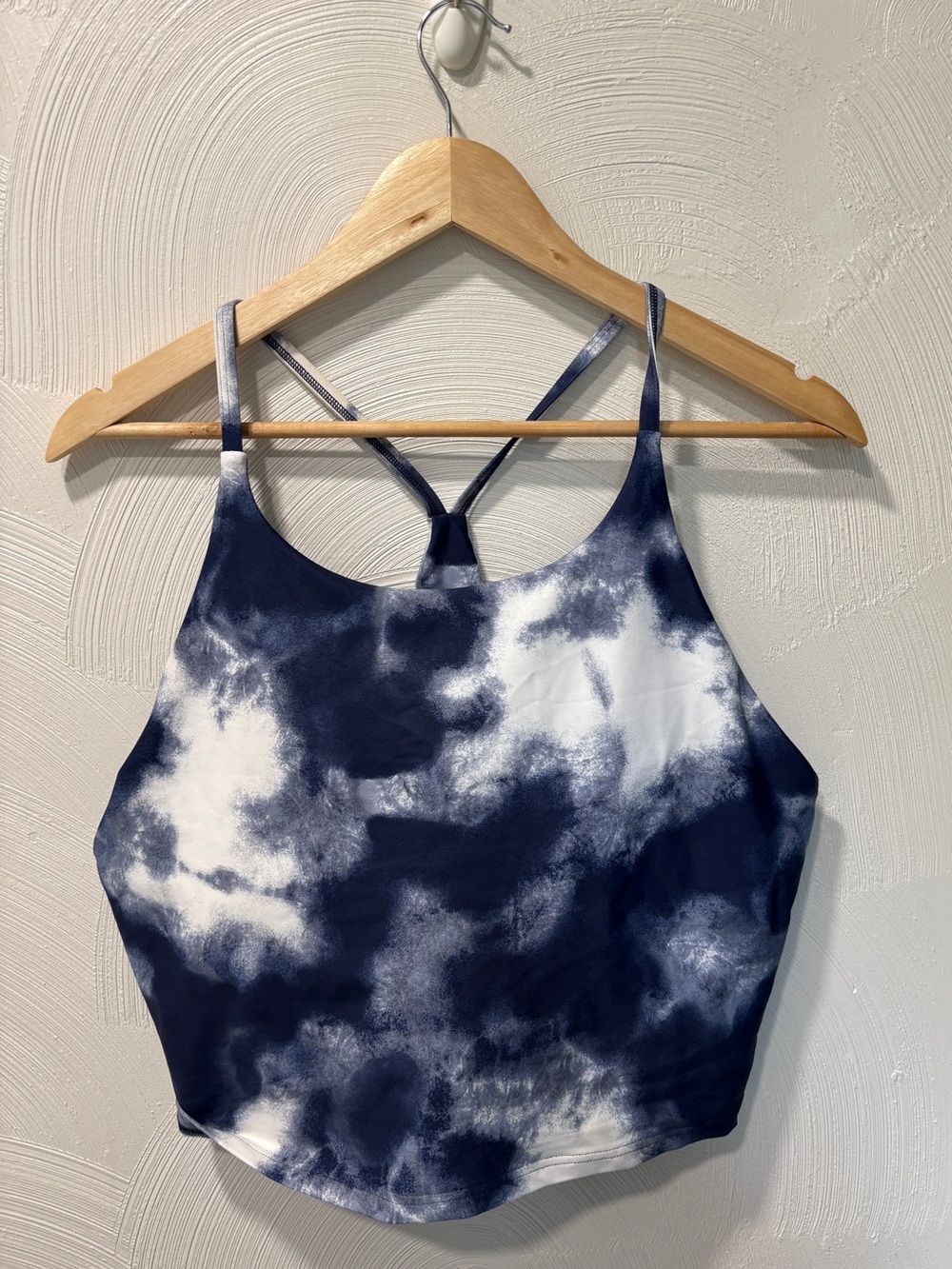 Old Navy Navy and White Tie-Dye Cropped Strappy Tank